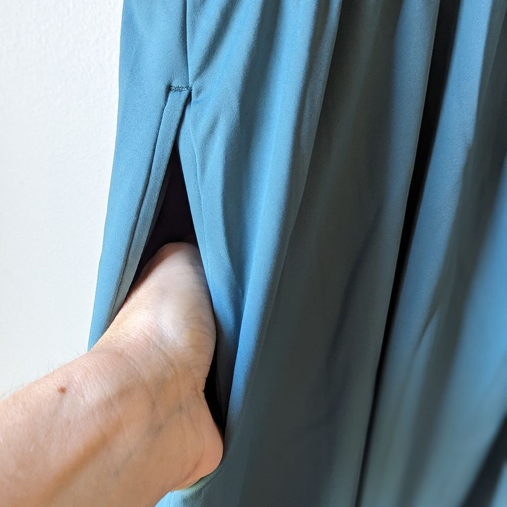Halara NWT Twisted Back Side Slit Midi Casual Dress in Blue Spruce sz M - Picture 12 of 12